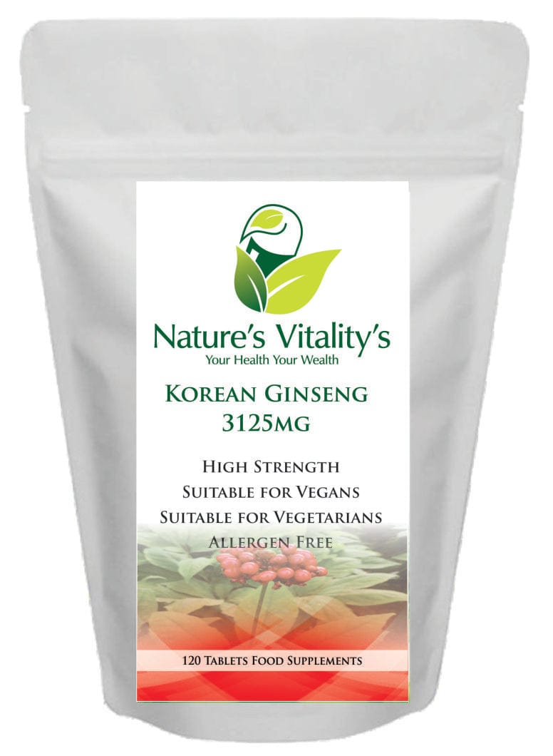 Nature's Vitality's Nature`s Vitality`s KOREAN GINSENG 120 Tablets 3125mg May improve libido/sex Vegan/Vegetarian