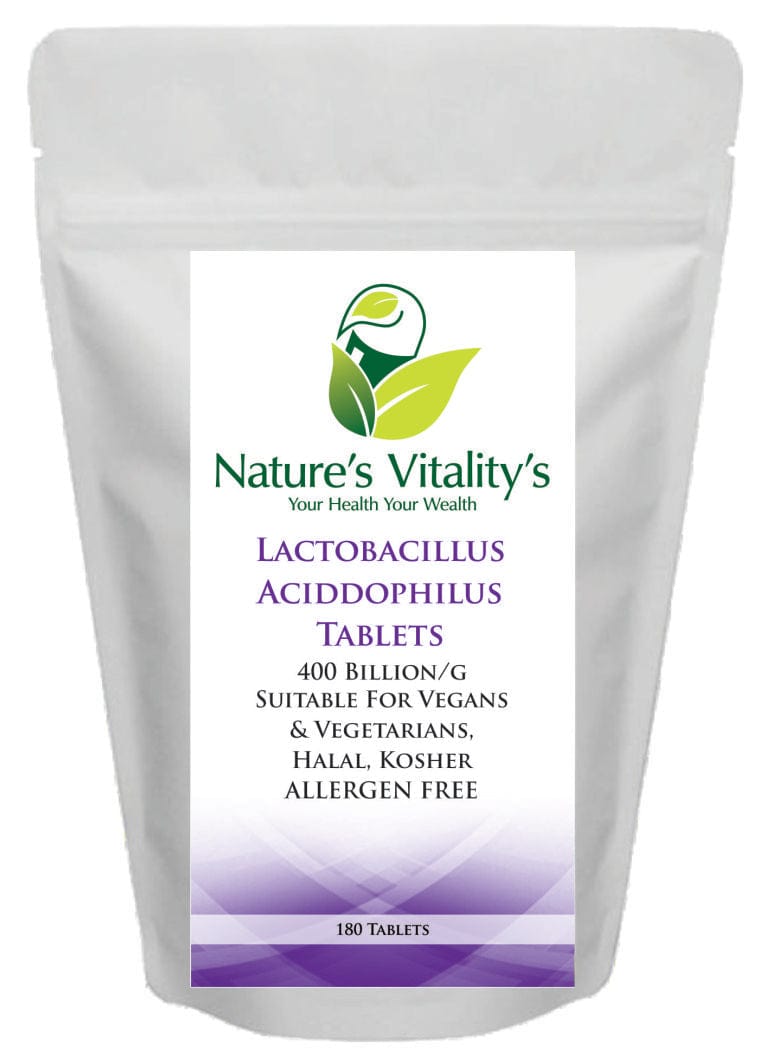 Nature's Vitality's Nature`s Vitality`s Lactobacillus Acidophilus Probiotics 400 Billion CFU 180 Tablets 4 Gut Digestive