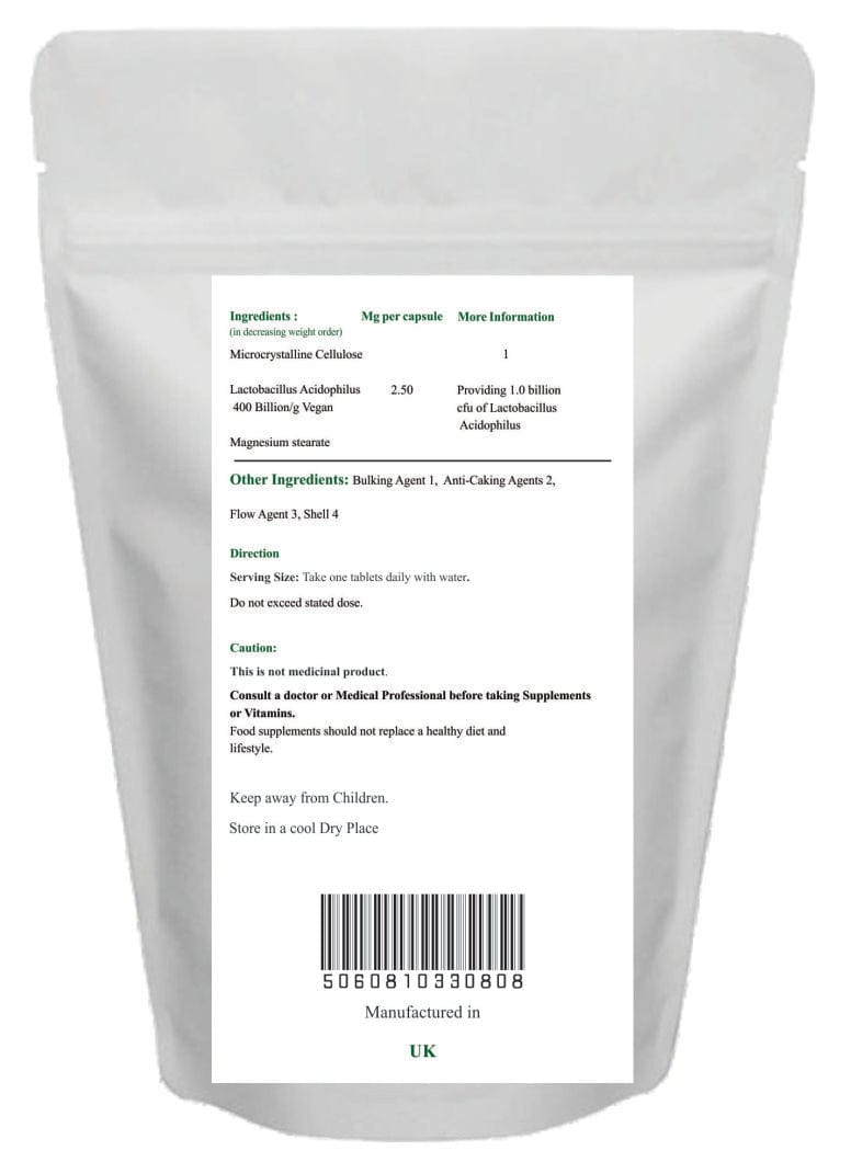 Nature's Vitality's Nature`s Vitality`s Lactobacillus Acidophilus Probiotics 400 Billion CFU 180 Tablets 4 Gut Digestive