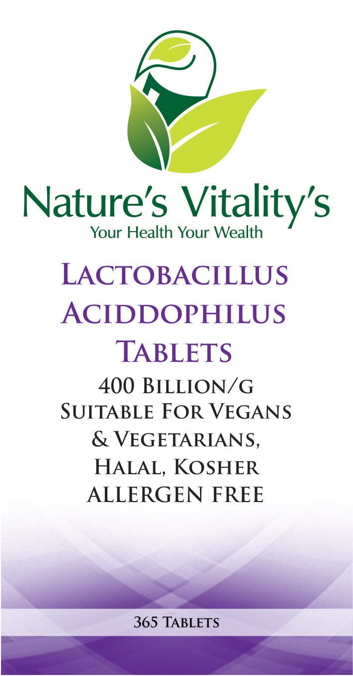 Nature's Vitality's Nature`s Vitality`s Lactobacillus Acidophilus Probiotics 400 Billion CFU 365 Tablets 4 Gut Digestive