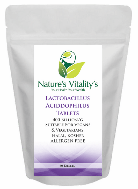 Nature's Vitality's Nature`s Vitality`s Lactobacillus Acidophilus Probiotics 400 Billion CFU 60 Tablets 4 Gut Digestive