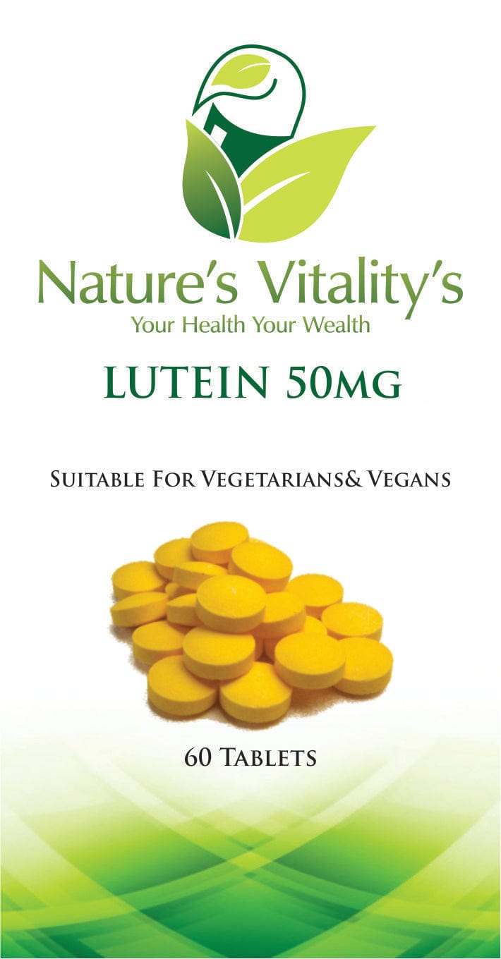 Nature's Vitality's Nature`s Vitality`s Lutein 50mg 60 Tablets Suitable for Vegan & Vegetarian Supports Healthy Eyes & Vision