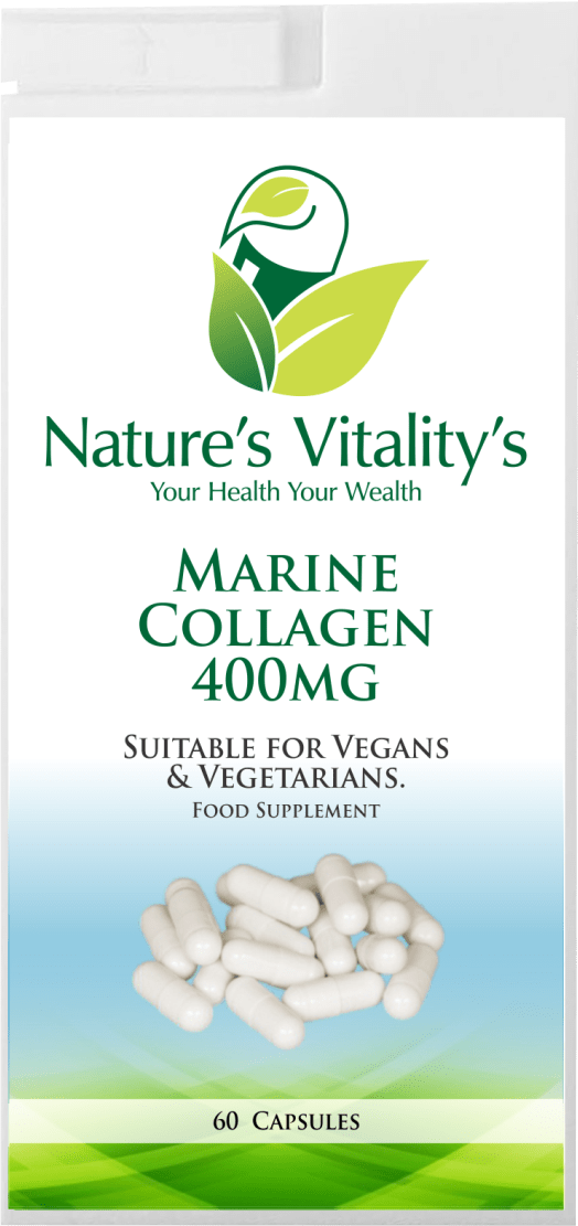 Nature's Vitality's Pure Marine Collagen 60 Capsules 6 month Anti Ageing Hair Muscle Nails & Joints