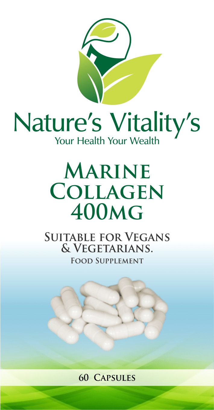 Nature's Vitality's Pure Marine Collagen 60 Capsules 6 month Anti Ageing Hair Muscle Nails & Joints