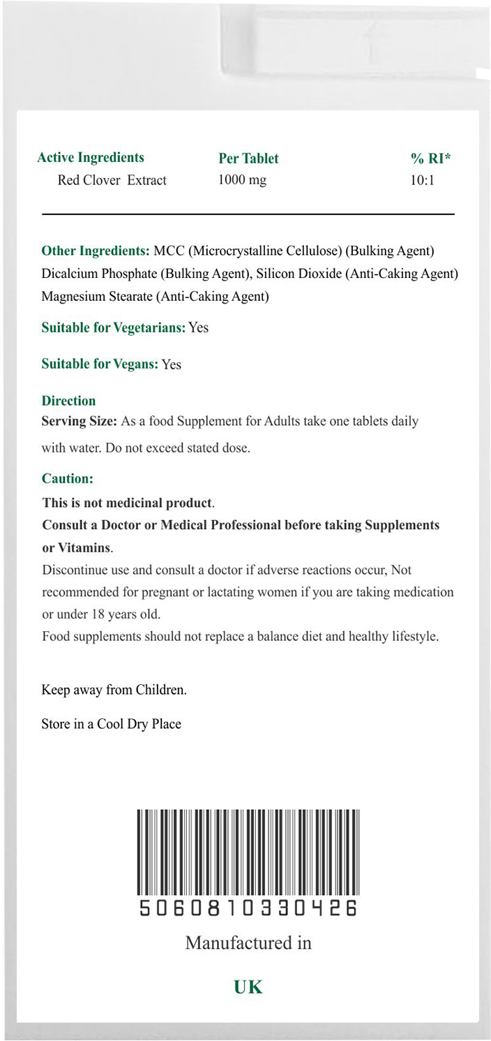 Nature's Vitality's Red Clover Extract 1000mg Menopause Hot/Flushes Support HRT 180 Tablets Suitable for Vegetarians &Vegan