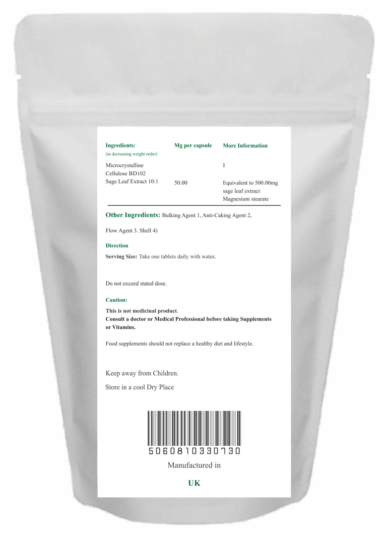 Nature's Vitality's Sage Extract 500mg Menopause Hot Flush Support 365 Tablets Female HRT Suitable for Veganand VegetariansVege