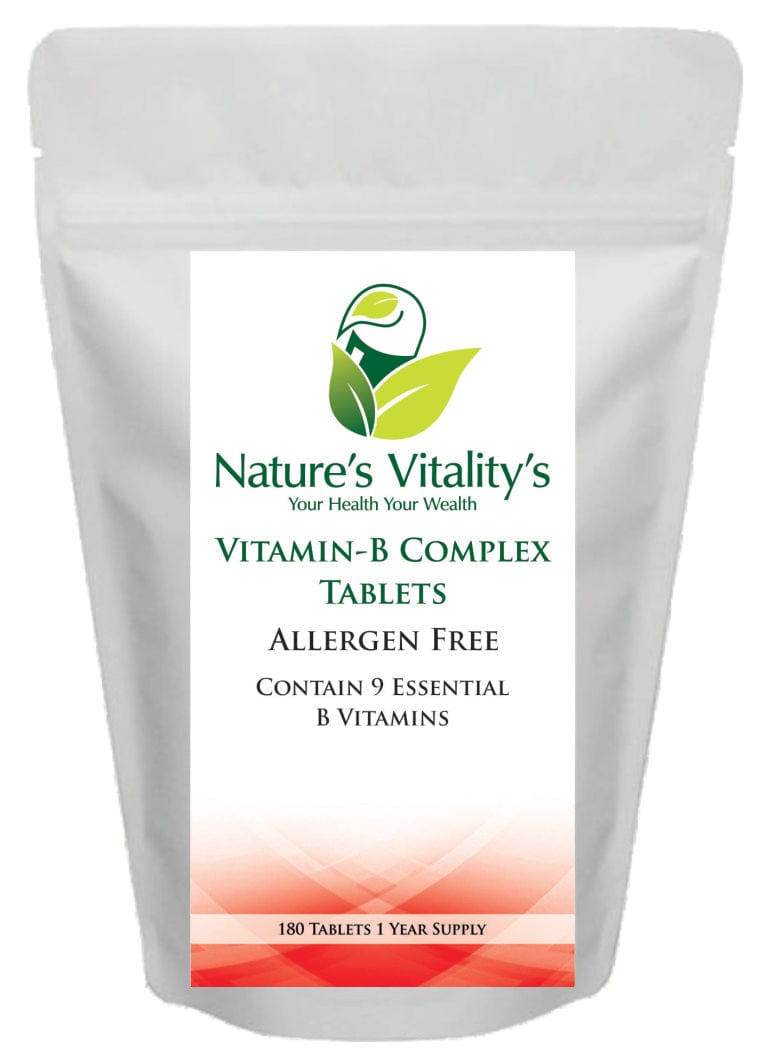 Nature's Vitality's Vitamin B Complex 180 Tablets Contains Vitamins B1, B2, B3, B5, B6, B12, Biotin,