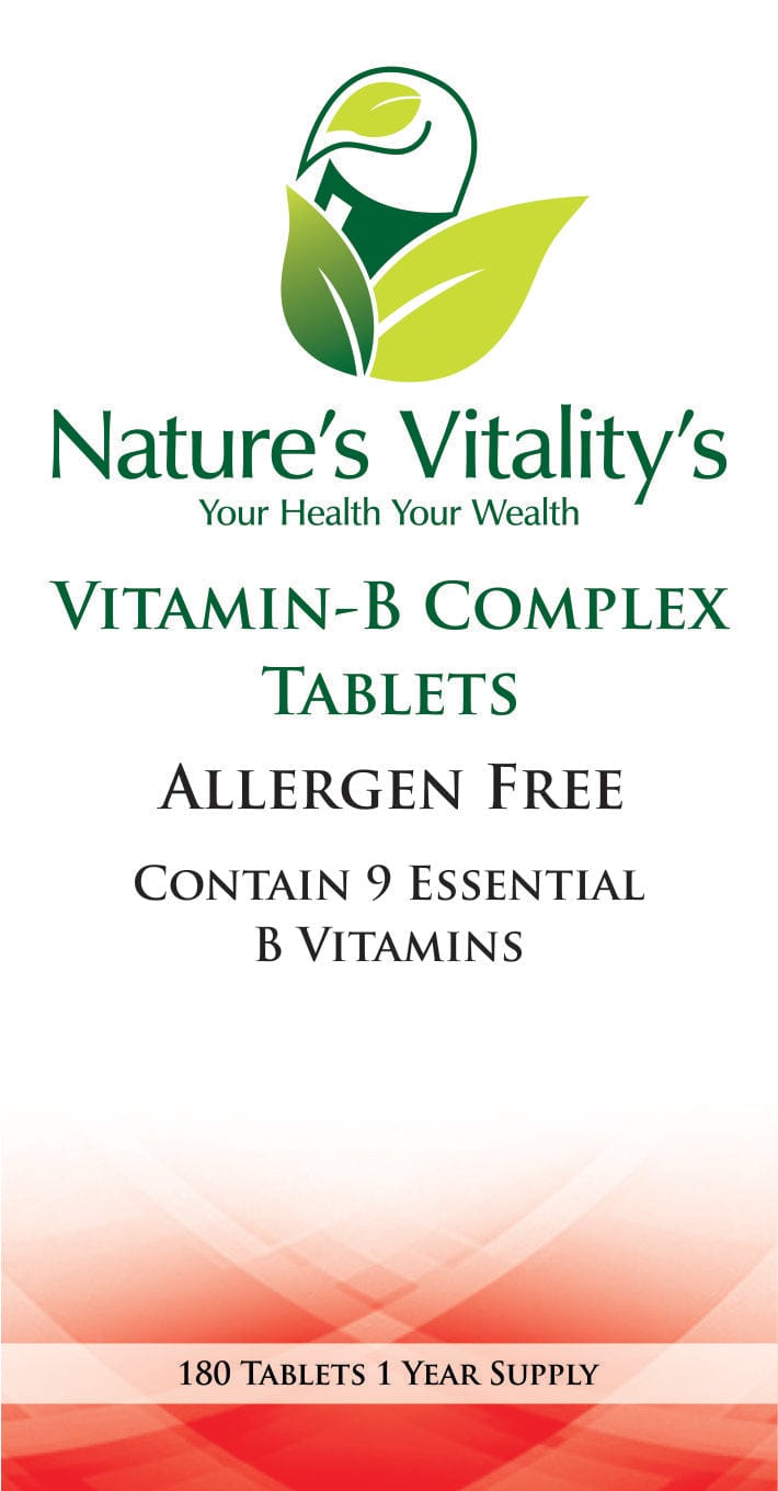 Nature's Vitality's Vitamin B Complex 180 Tablets Contains Vitamins B1, B2, B3, B5, B6, B12, Biotin,