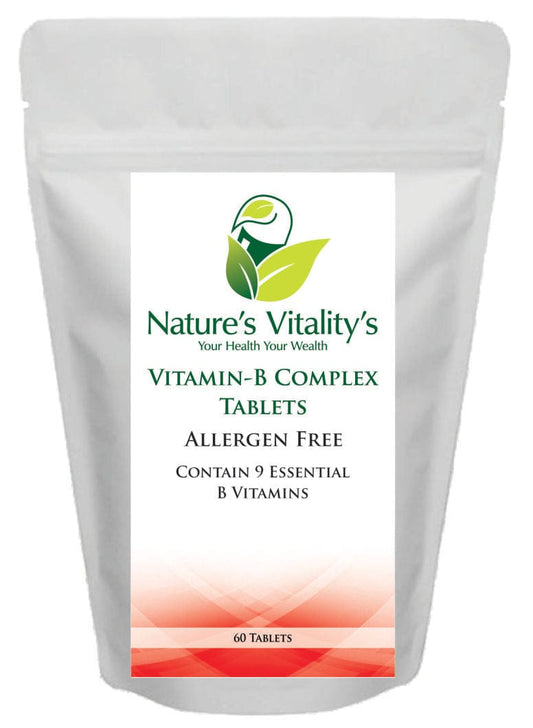 Nature's Vitality's Vitamin B Complex 60 Tablets Contains All Essential Vitamins B1, B2, B3, B5, B6,