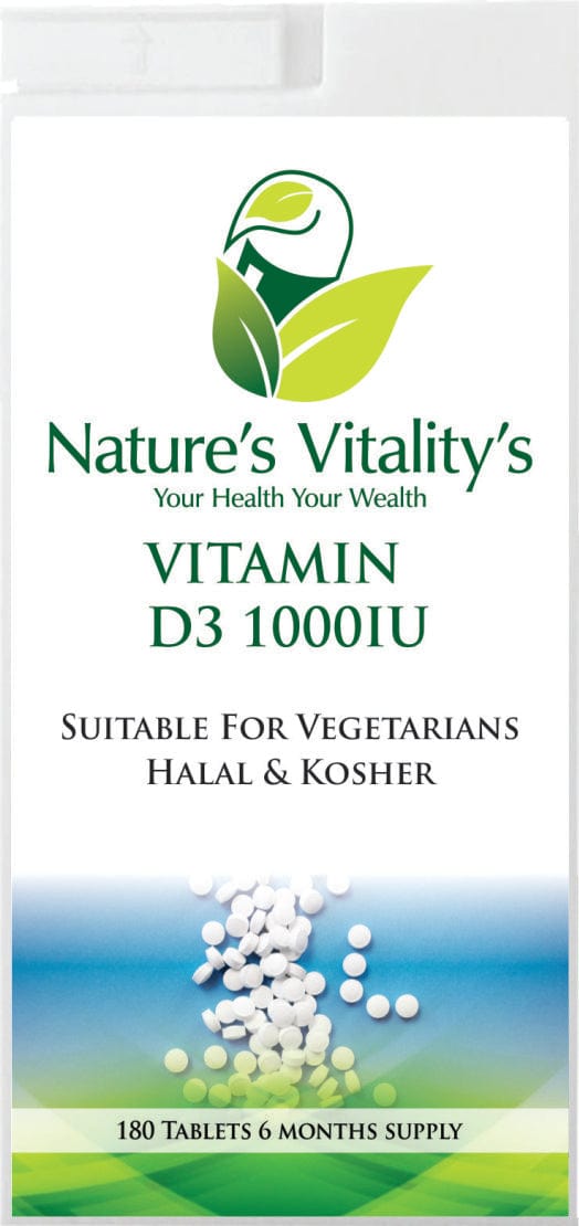 Nature's Vitality's Vitamin D3 1000iu 365 Tablets 1 Year Supply Tiny Easy to Swallow Tablets Allergy