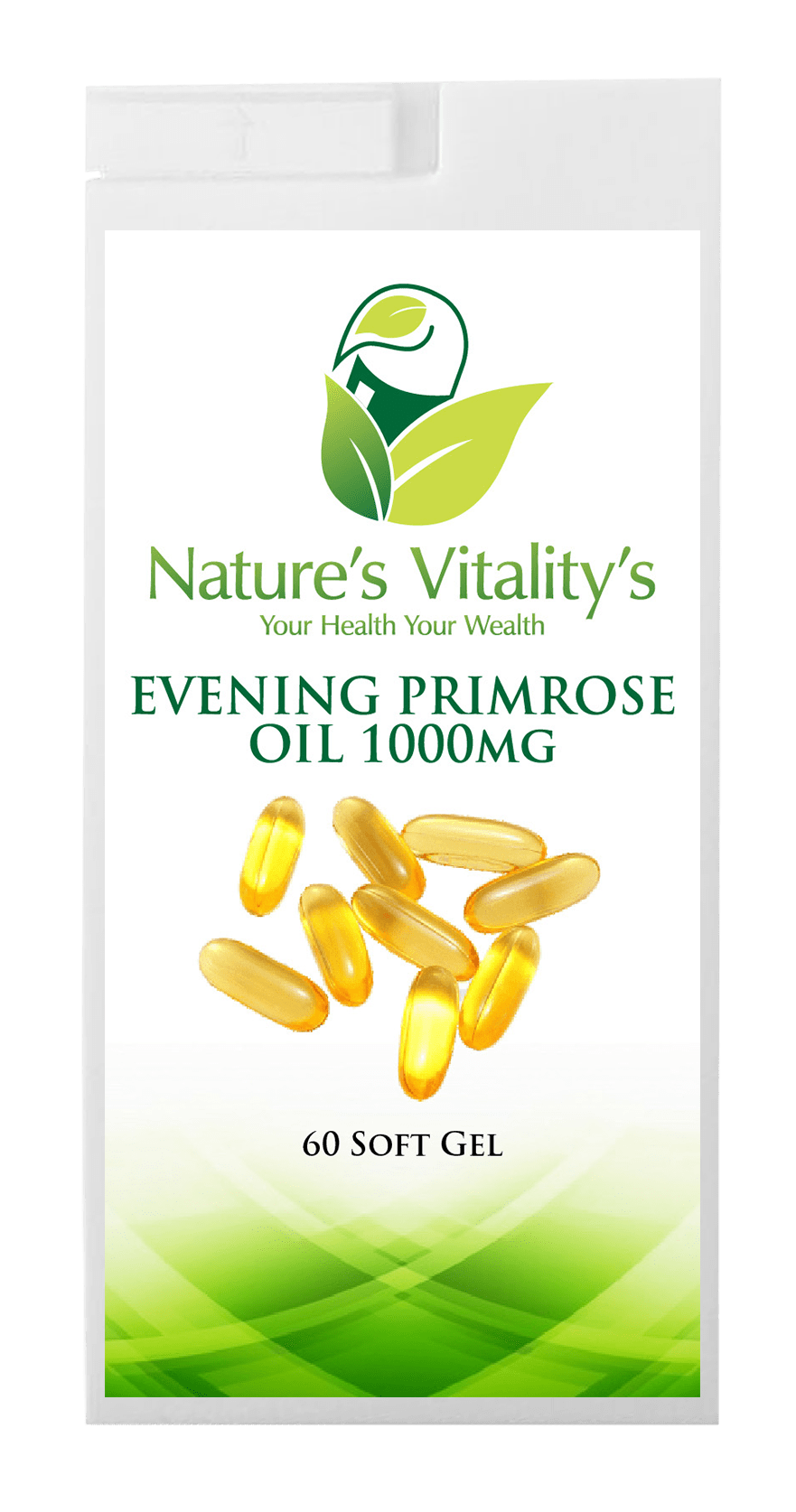 Vitamin Supplement & Hemp Oil Nature`s Vitality`s Evening Primrose Oil Capsules High Strength 1000mg 60 Soft Gel Capsule